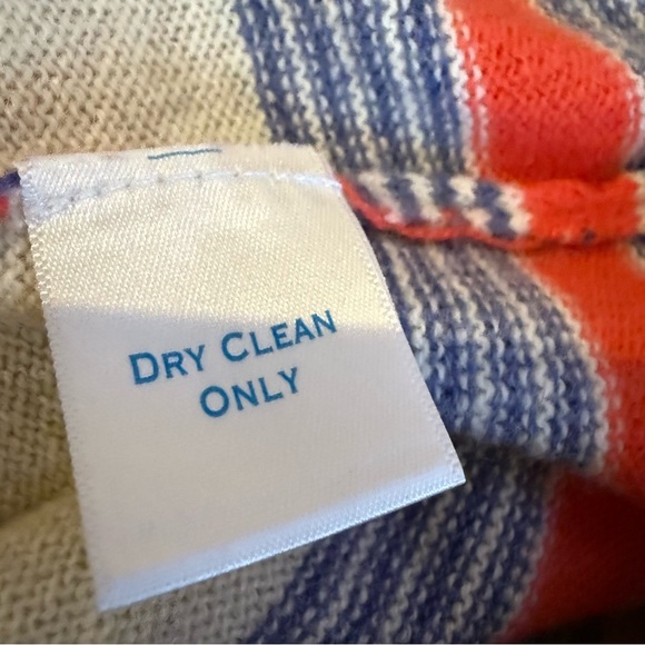 IsleField 100% Cashmere Boatneck Sweater Ivory with blue & coral stripes S - Picture 10 of 11